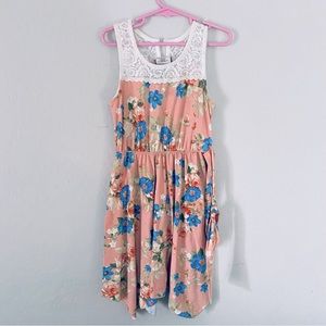 2-Hip Girls‎ Kids Floral Tank Sleeveless Dress Size 6 Lace Accent Light Peach